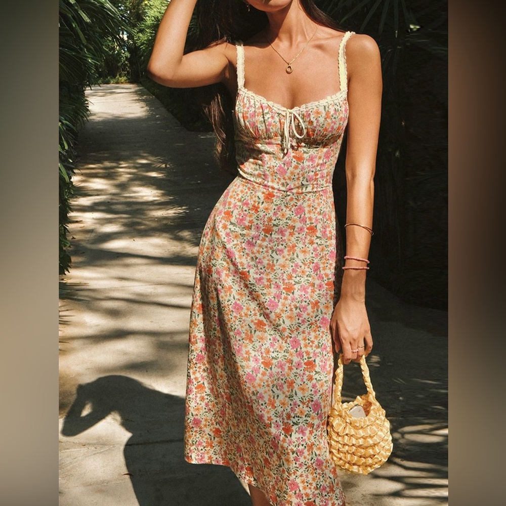 Floral Midi Dress, size Large